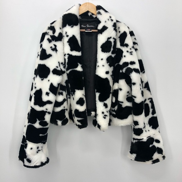 maria dionisiou Jackets & Blazers - Maria Dionisiou faux fur black white cow vintage